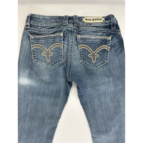 Rock Revival Betty Skinny Jeans Women Size 31 Blue Medium Wash AK12 Distressed  - Picture 3 of 13